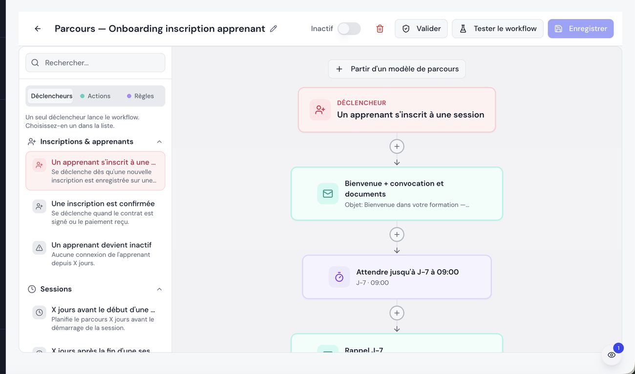 Création d'un parcours automatisé de convocations et relances dans Formiva